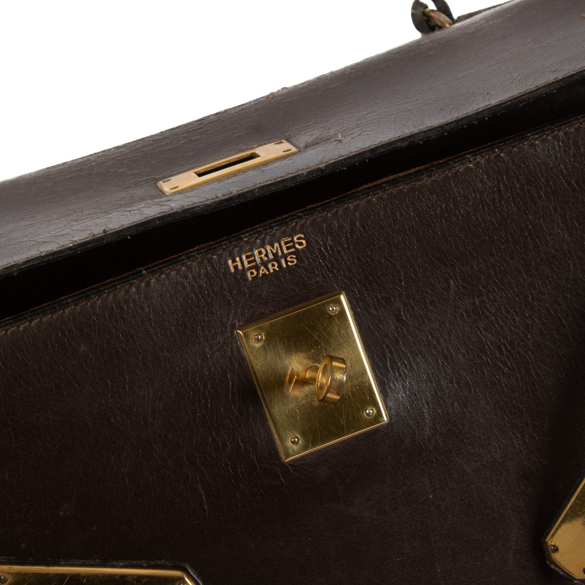Hermès Vintage Kelly 35 Dark Brown Box GHW
