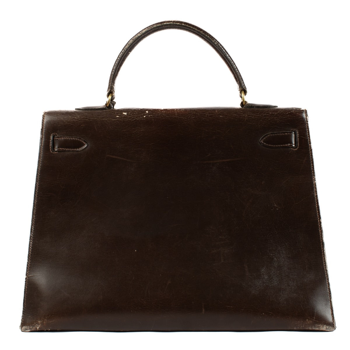Hermès 1966 Vintage Kelly 35 Dark Brown Box Calf GHW