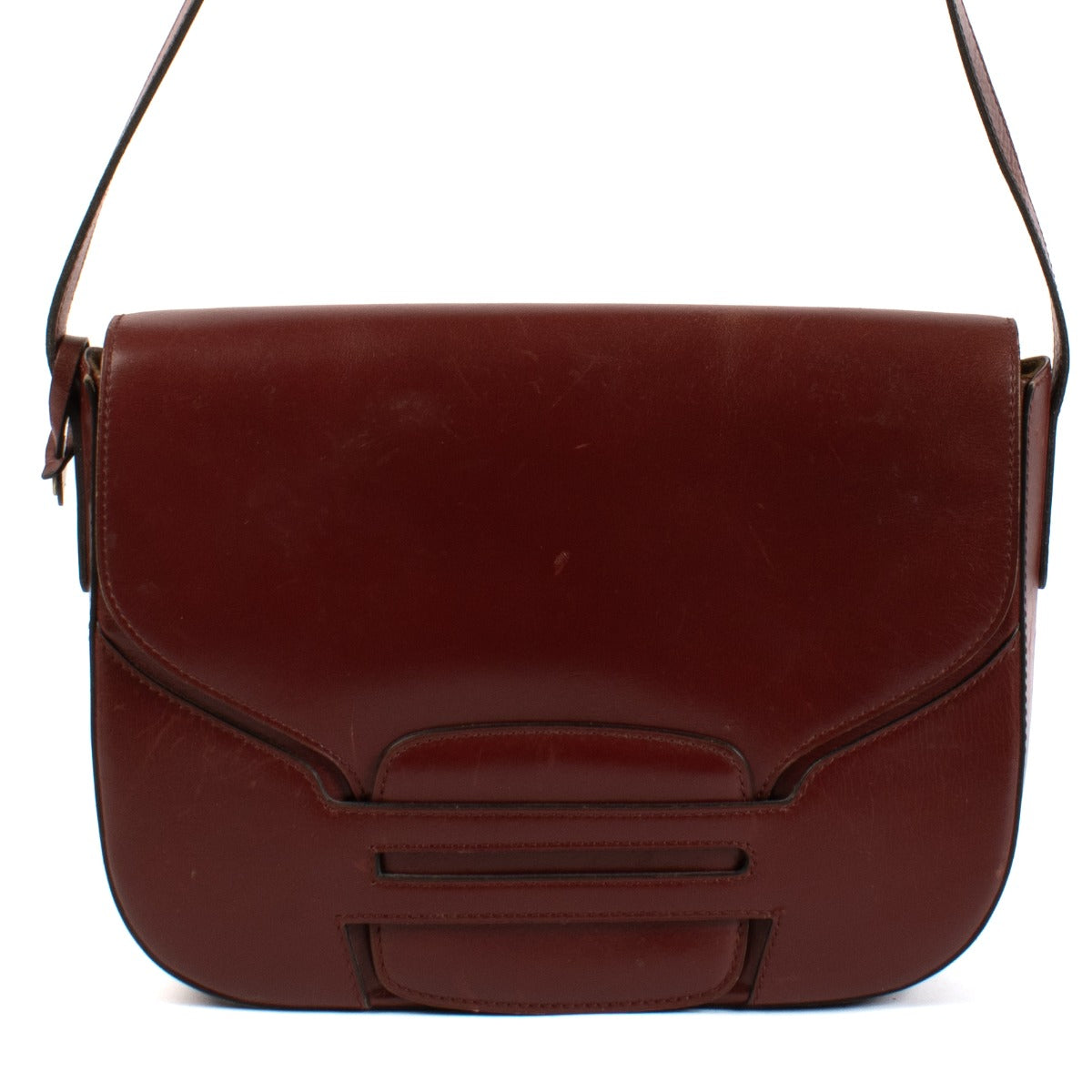 Delvaux Vintage Burgundy Box Calf Crossbody Bag