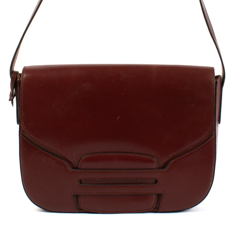 Delvaux Vintage Burgundy Box Calf Crossbody Bag