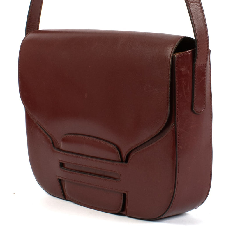 Delvaux Vintage Burgundy Box Calf Crossbody Bag