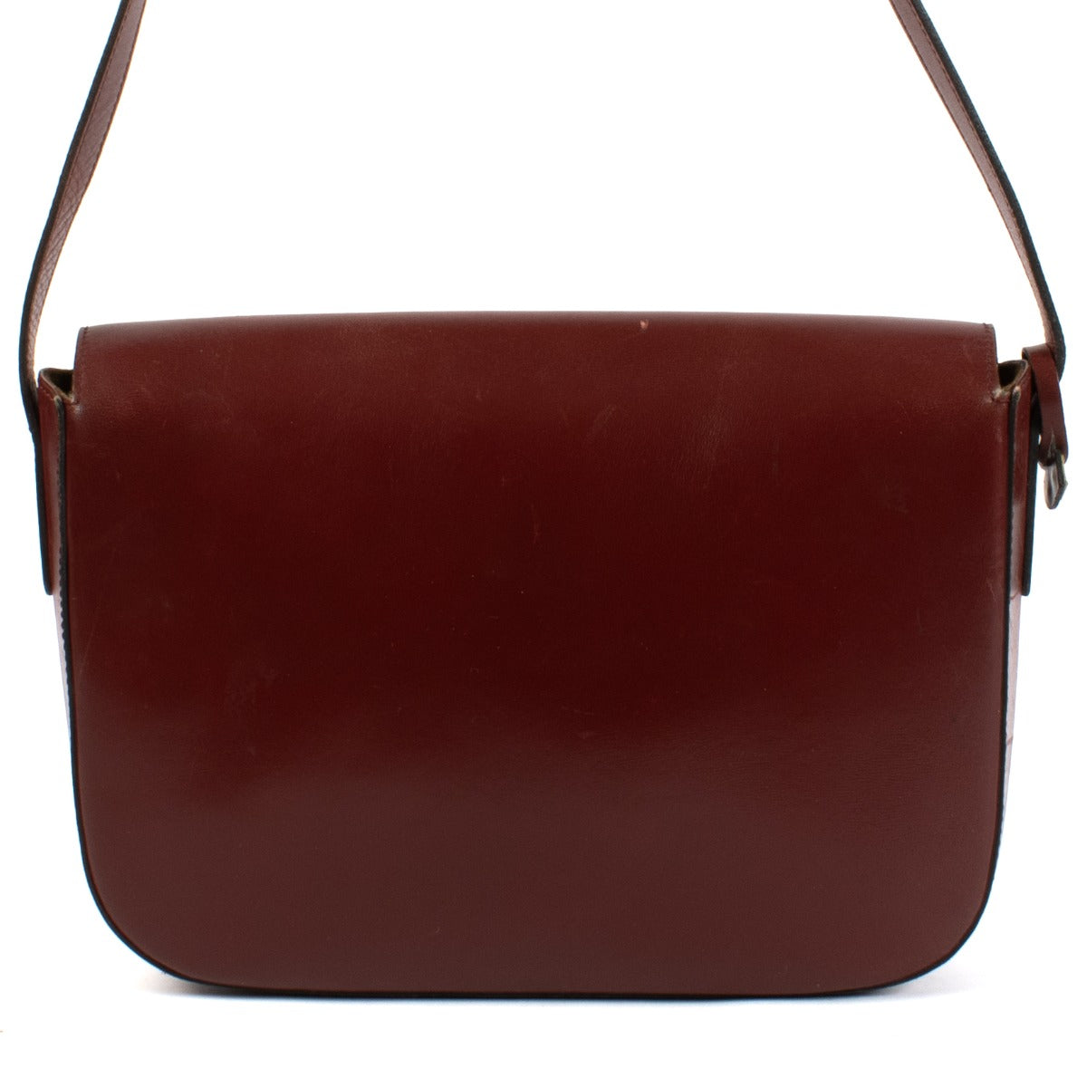 Sac bandoulière Delvaux vintage en cuir de veau box bordeaux