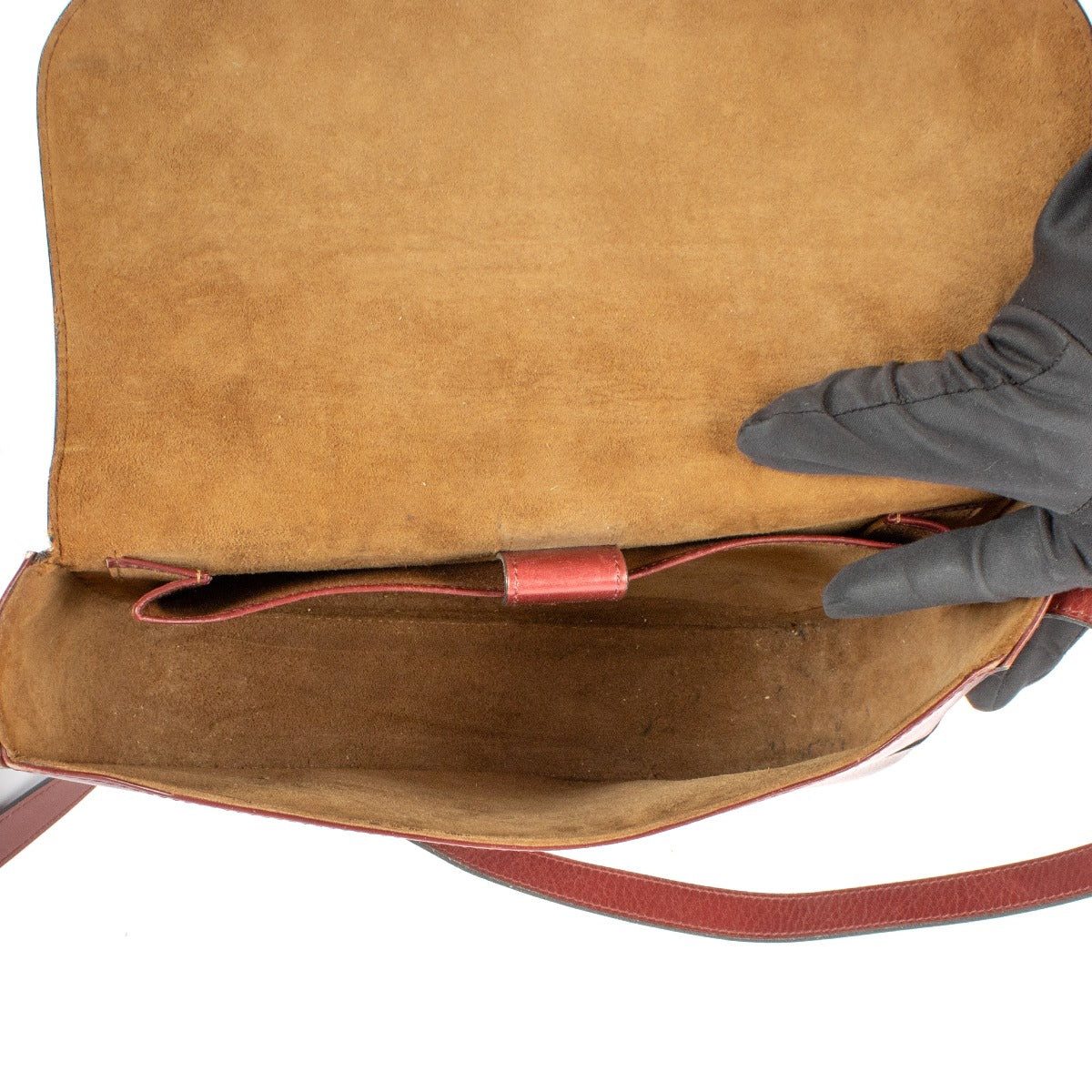 Sac bandoulière Delvaux vintage en cuir de veau box bordeaux