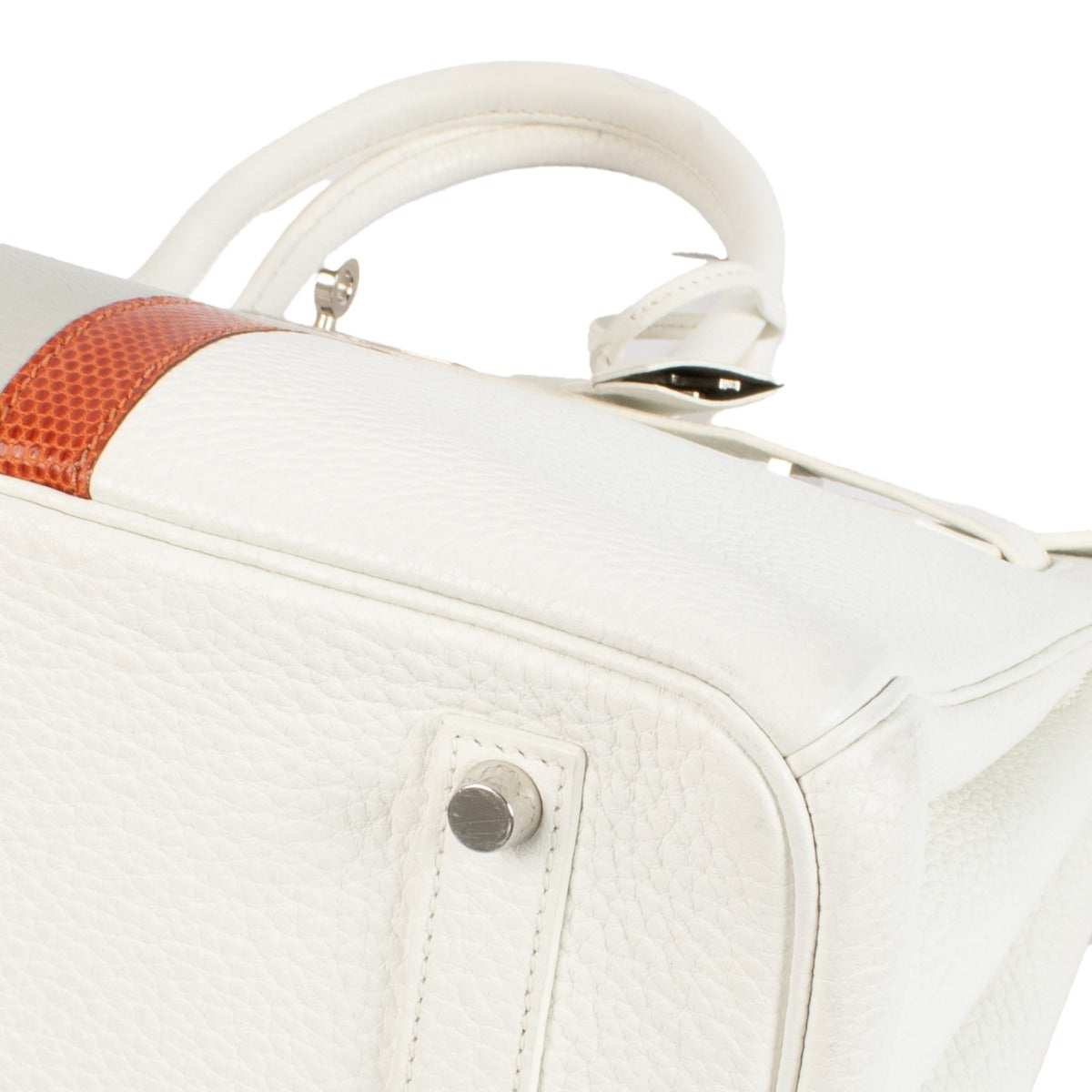 Hermès Birkin Club 35 White/Gris Perle/Sanguine Clemence/Lizard PHW