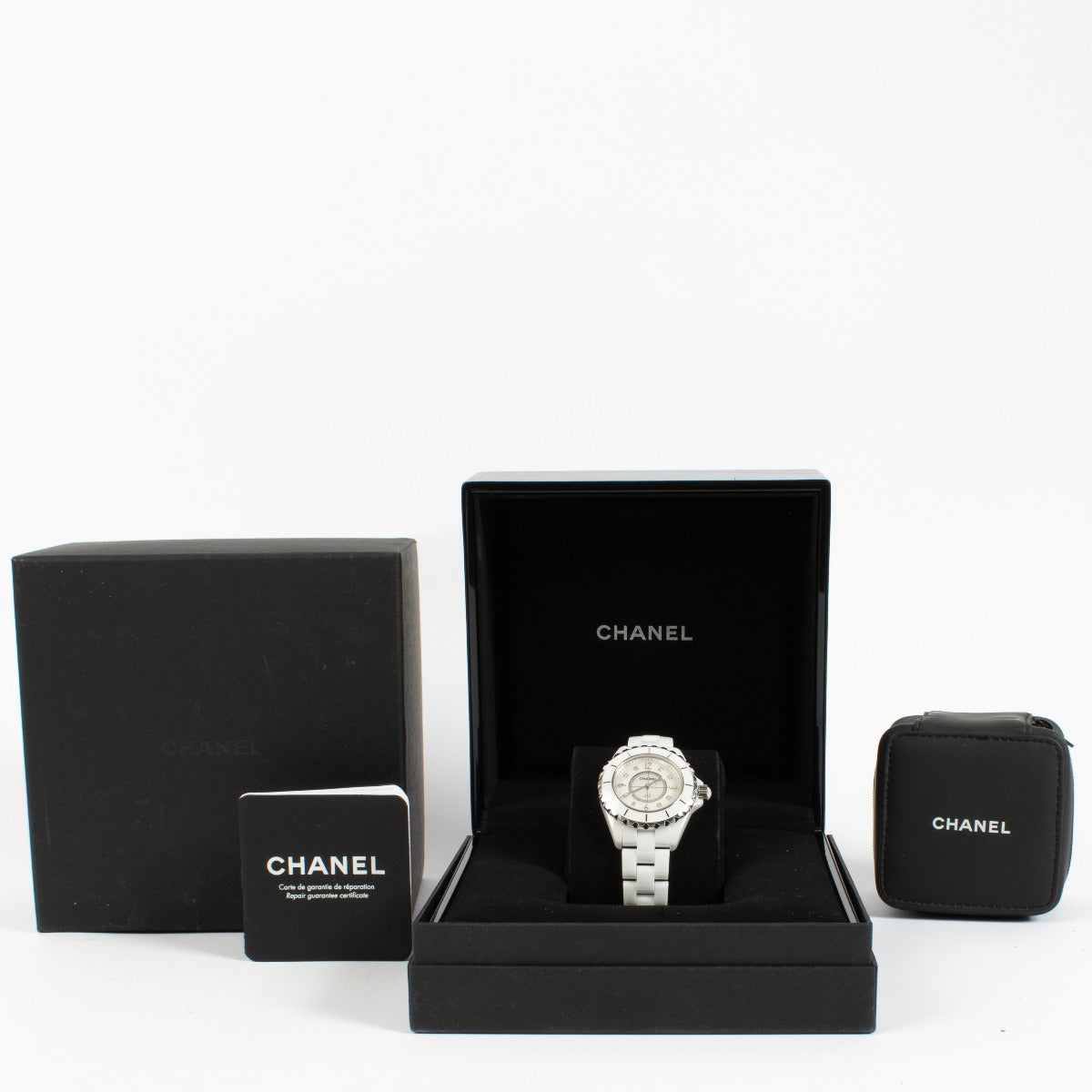 Chanel White Ceramic/Diamond J12 33 mm Watch