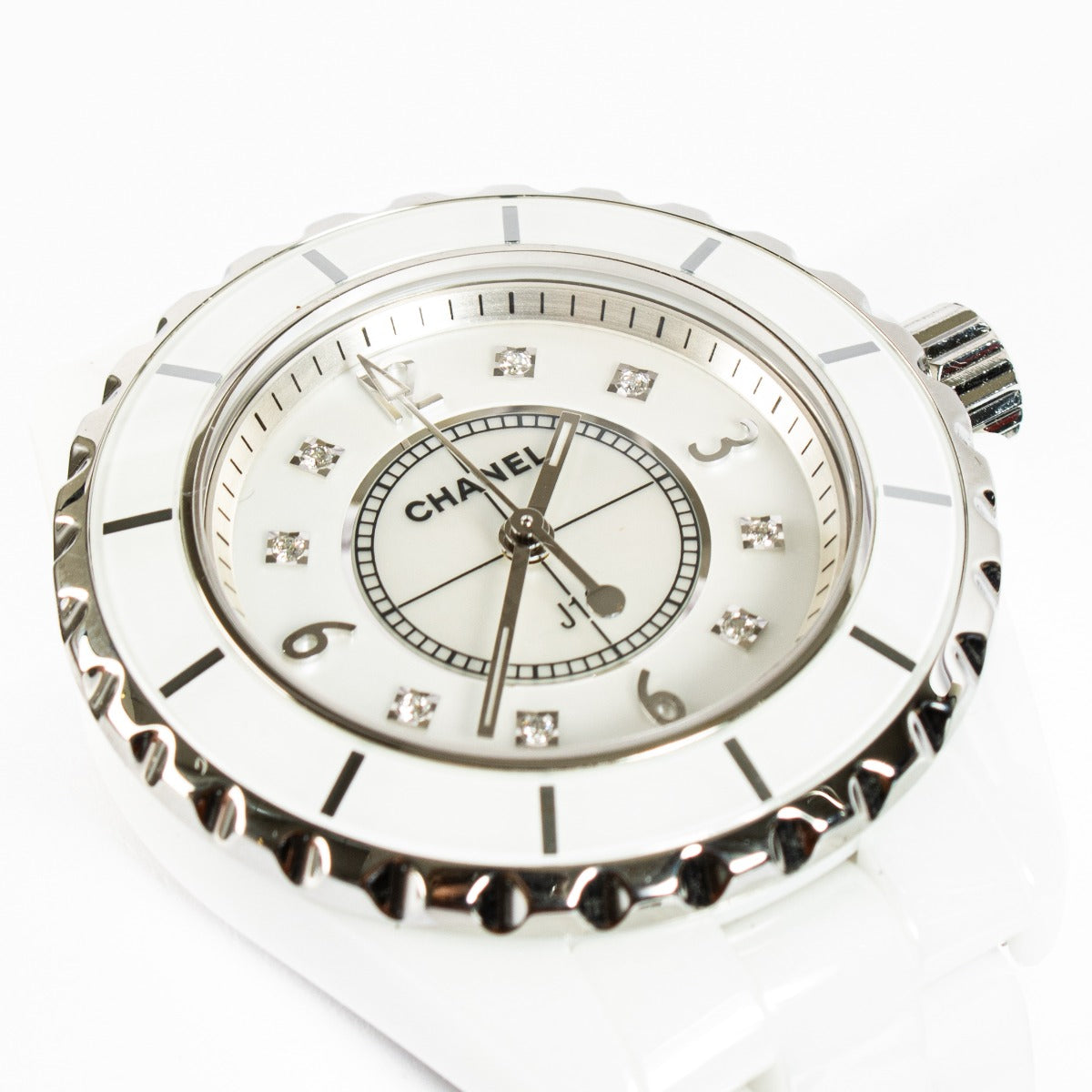 Chanel White Ceramic/Diamond J12 33 mm Watch