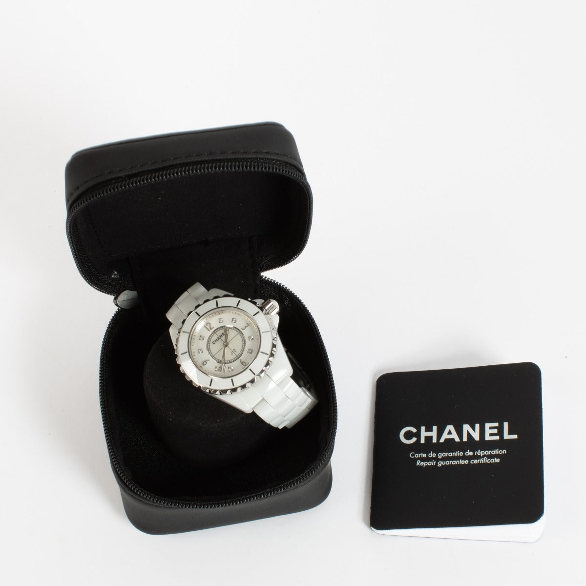 Chanel White Ceramic/Diamond J12 33 mm Watch