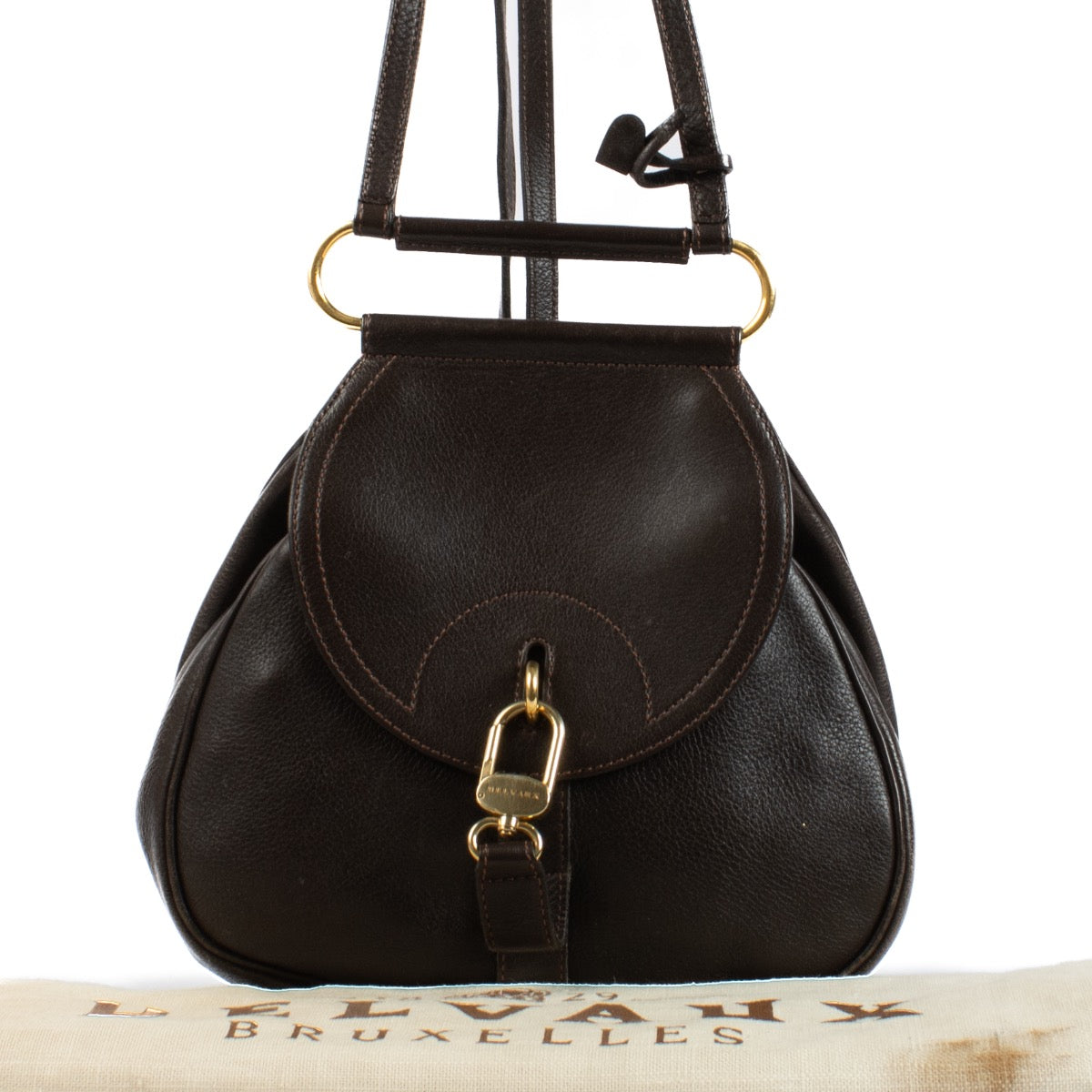 Shop safe ONLINE at Labellov in ANTWERP, Brussels and Knokke this 100% authentic second hand Delvaux Brown Cerceau PM Bag