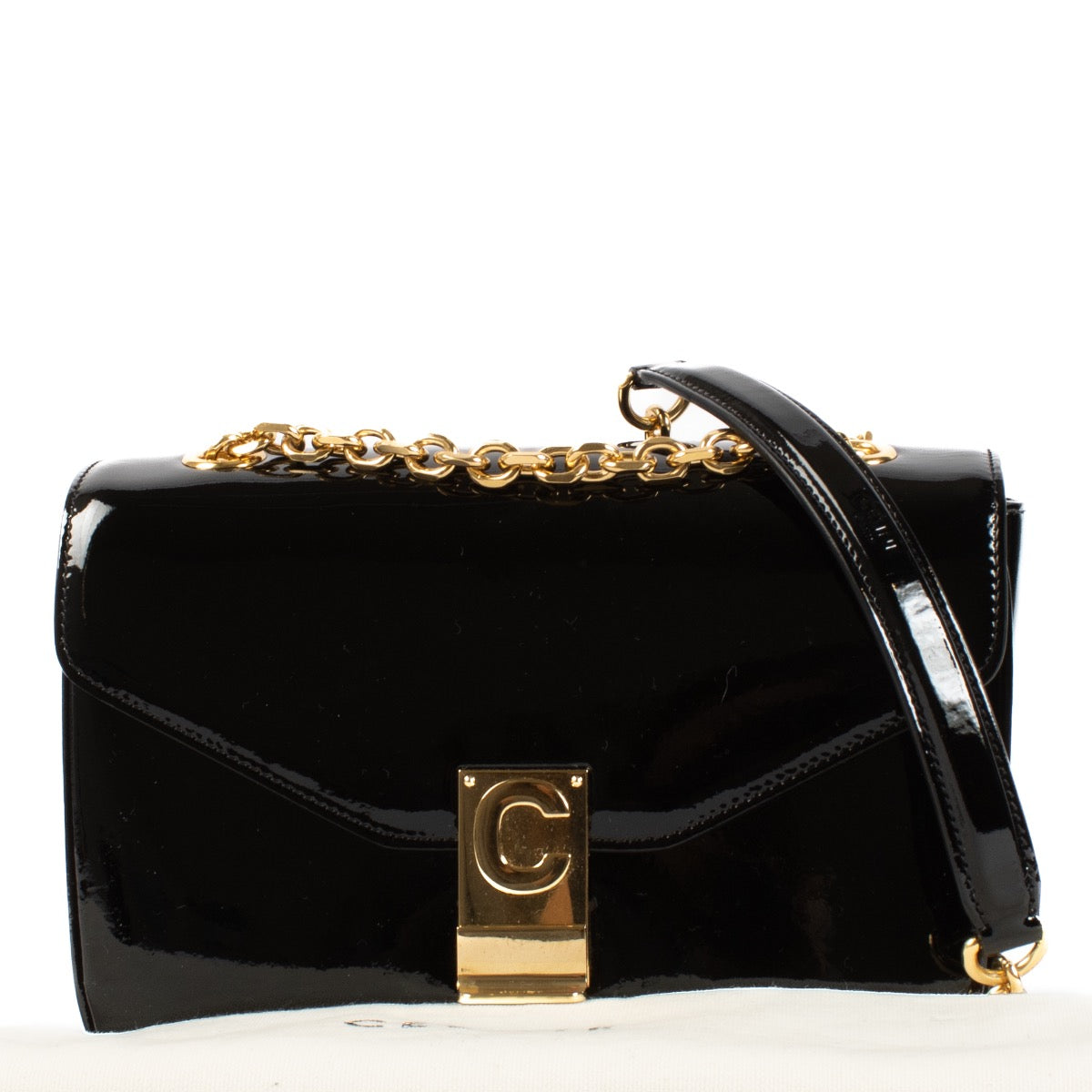 shop 100% authentic second hand Celine Black Patent Leather Medium C Bag on Labellov.com