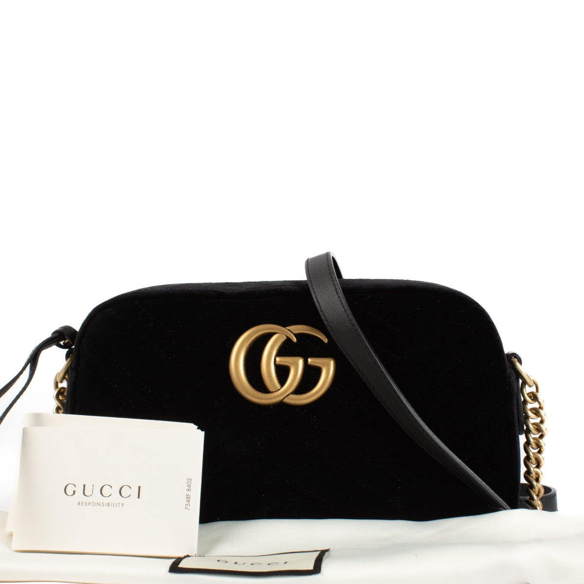 shop 100% authentic second hand Gucci Black Velvet Marmont Crossbody Bag on Labellov.com