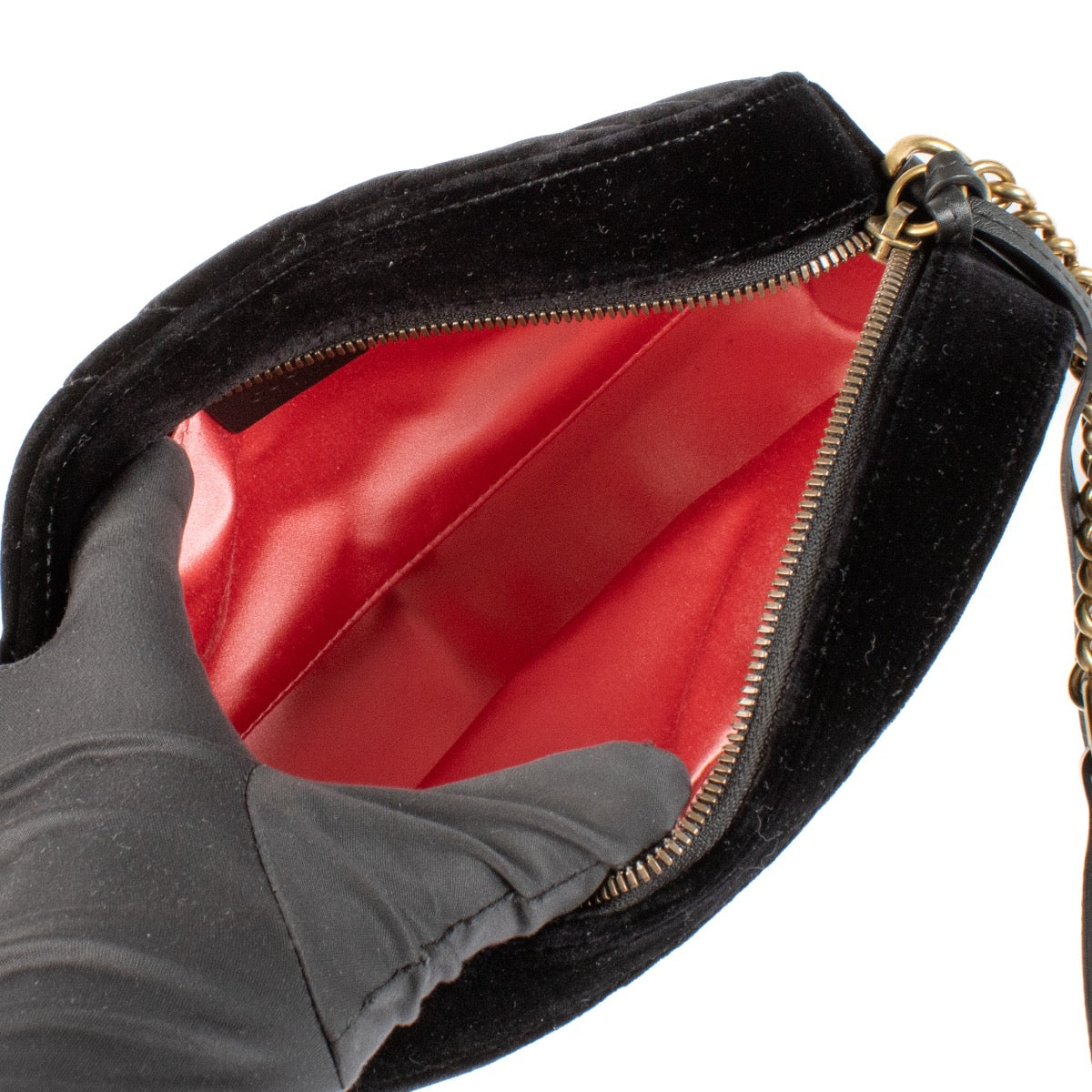shop 100% authentic second hand Gucci Black Velvet Marmont Crossbody Bag on Labellov.com