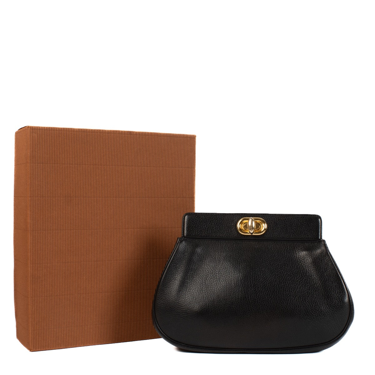 shop 100% authentic second hand Delvaux Vintage Black Leather Turnlock Clutch on Labellov.com