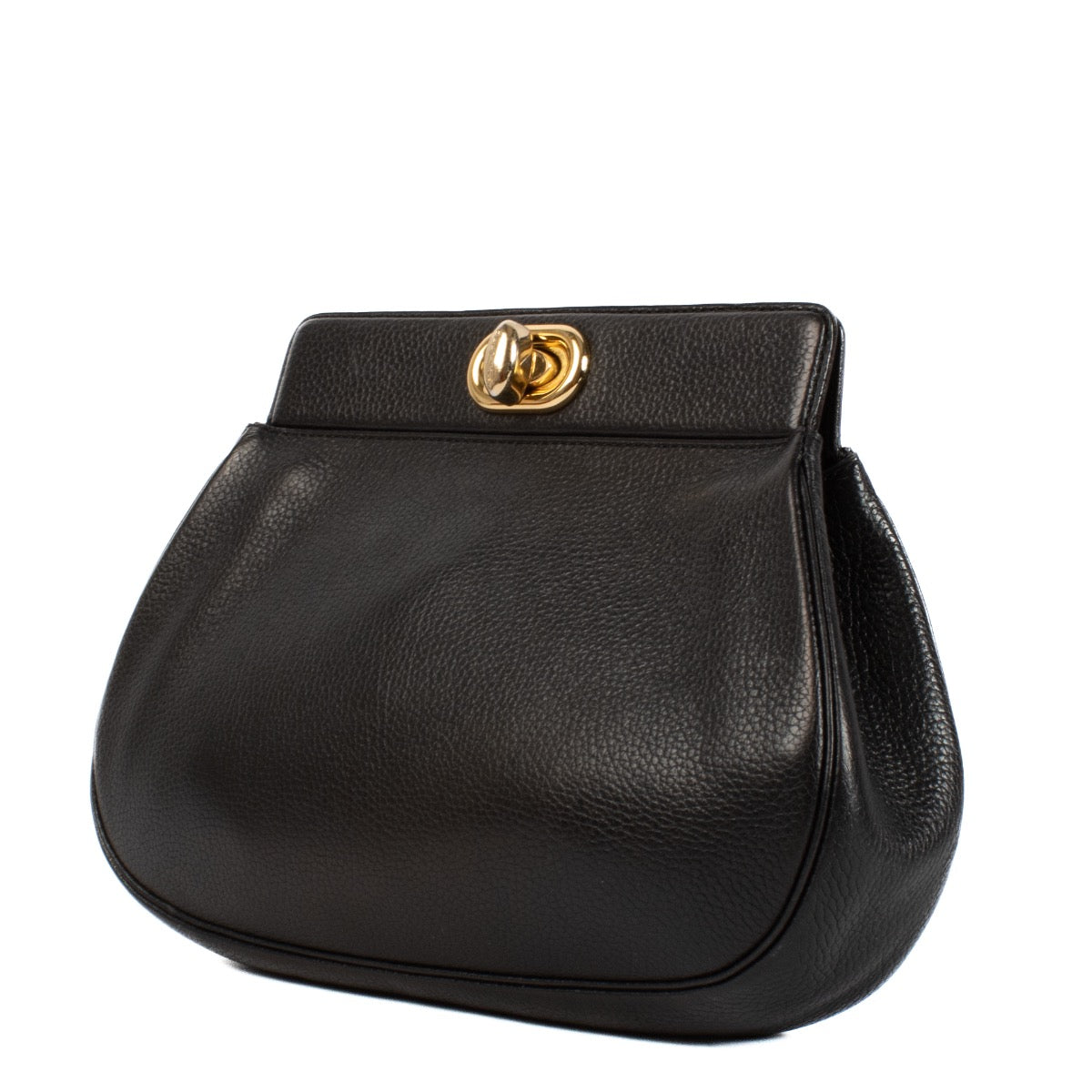shop 100% authentic second hand Delvaux Vintage Black Leather Turnlock Clutch on Labellov.com