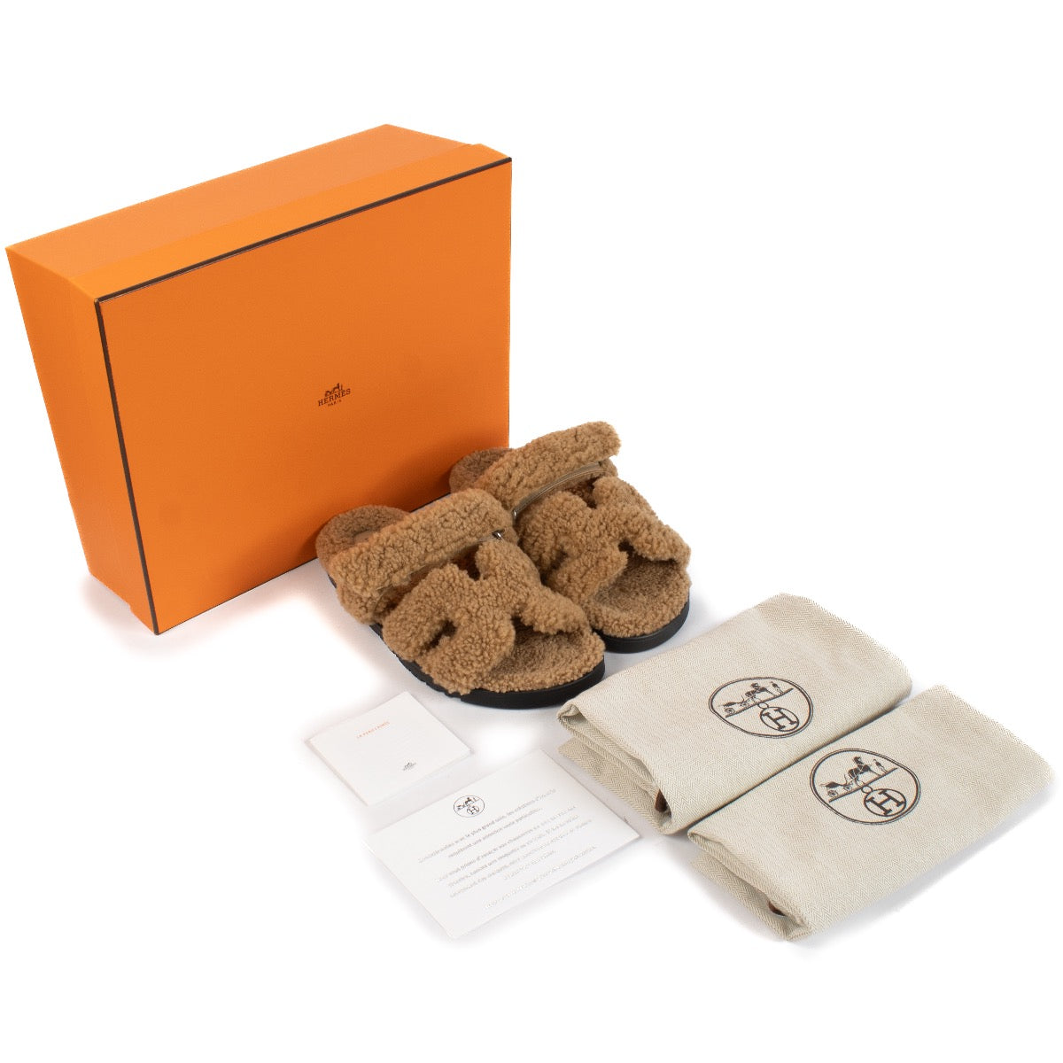 shop 100% authentic second hand Hermès Brown Shearling Chypre Sandals - Size 40 on Labellov.com