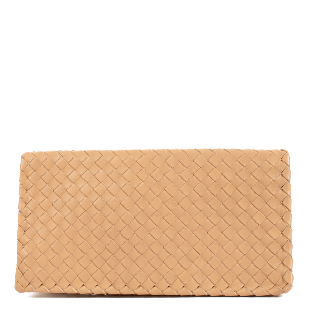 Bottega Veneta Pochette Intrecciato Beige à Fermoir Tournant