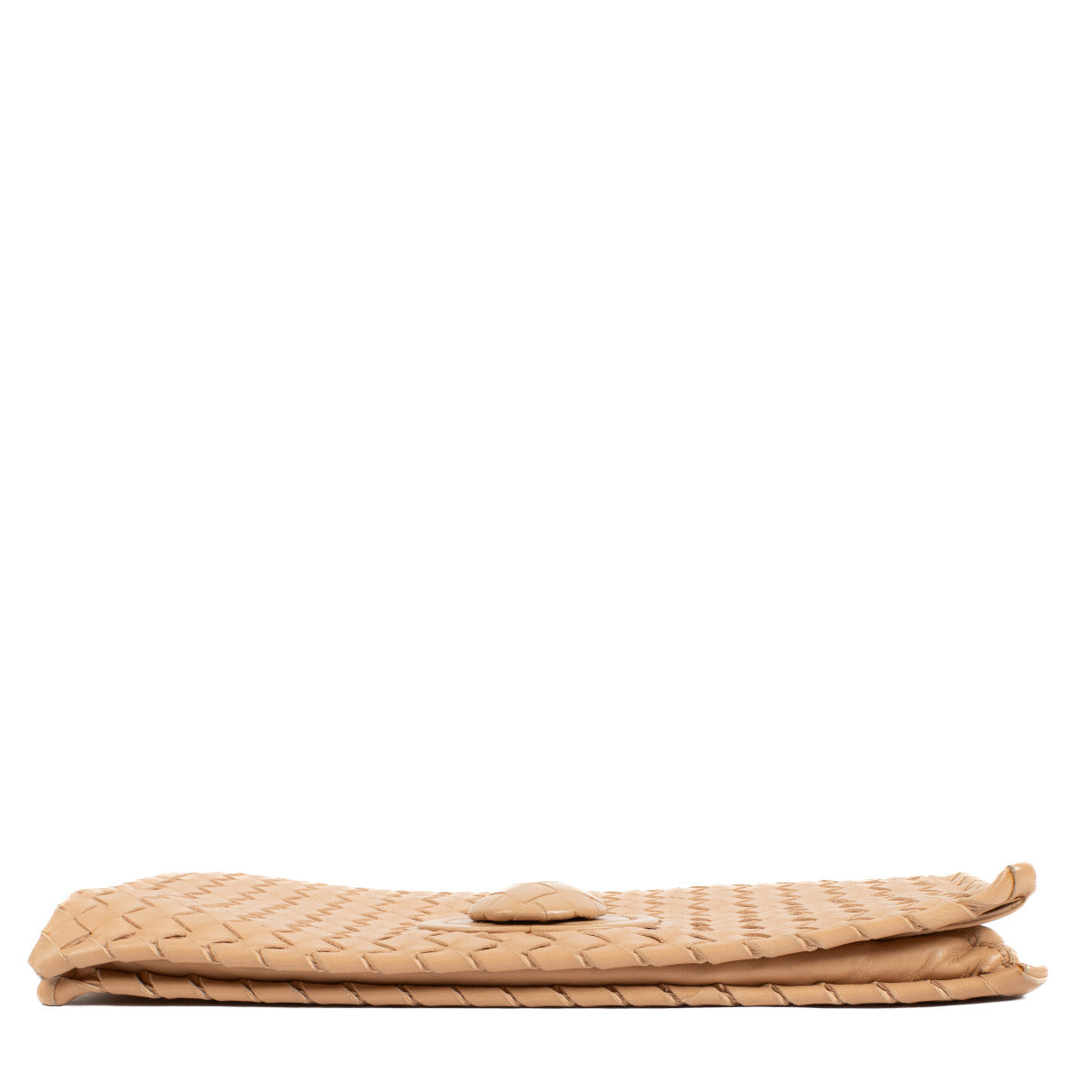 Bottega Veneta Pochette Intrecciato Beige à Fermoir Tournant