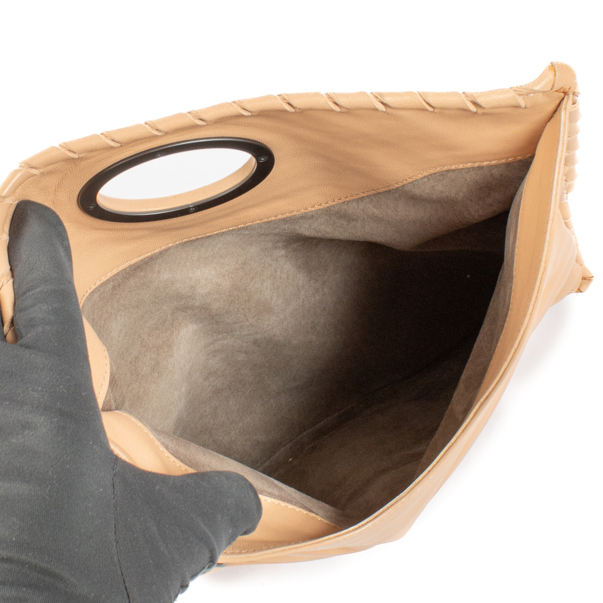 Bottega Veneta Pochette Intrecciato Beige à Fermoir Tournant