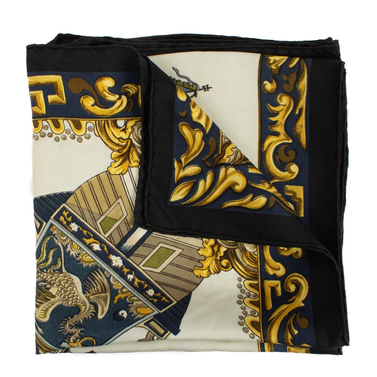 Hermès Black Jonques et Sampans 90 Scarf