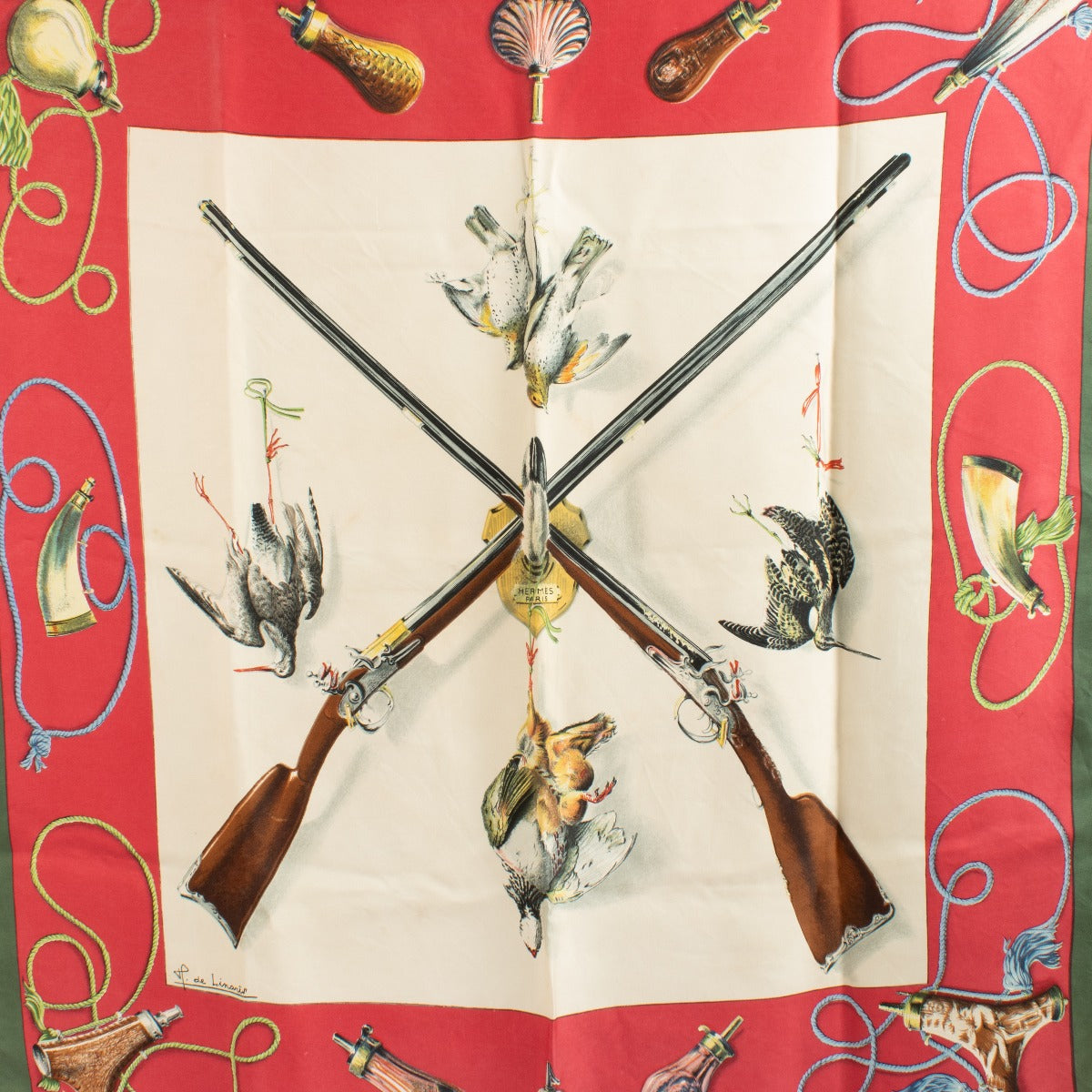 Foulard Hermès Les Fusils 90 Rouge