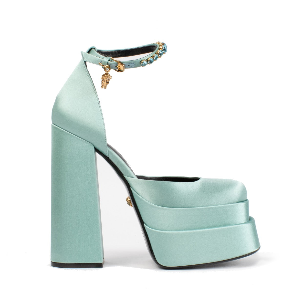 shop 100% authentic second hand Versace Medusa Aevitas Blue Platform Pumps - Size 38 on Labellov.com