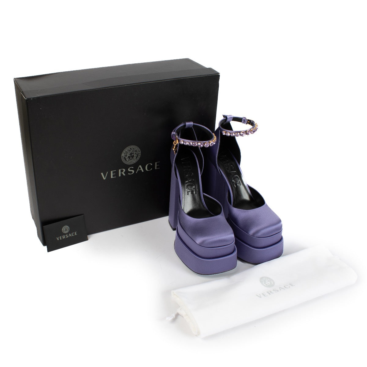 shop 100% authentic second hand Versace Medusa Aevitas Purple Platform Pumps - size 38 on Labellov.com