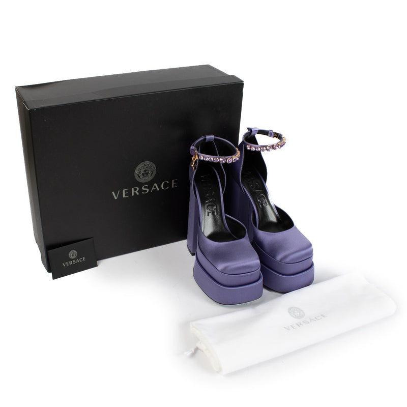 shop 100% authentic second hand Versace Medusa Aevitas Purple Platform Pumps - size 38 on Labellov.com