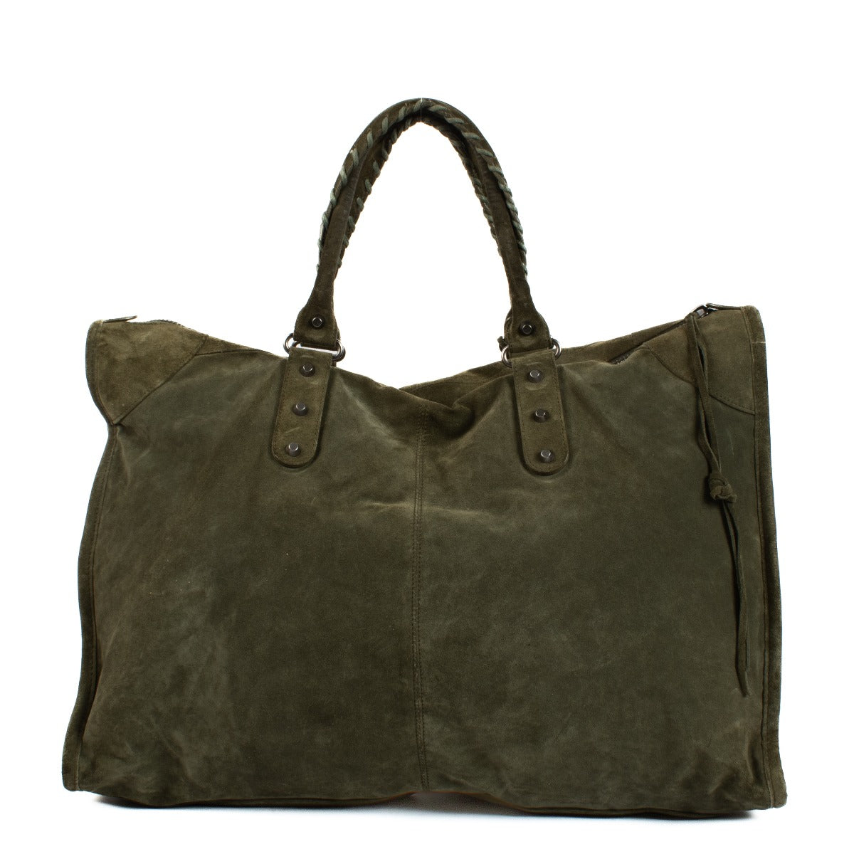 Balenciaga Kaki Suede Classic Weekender Bag