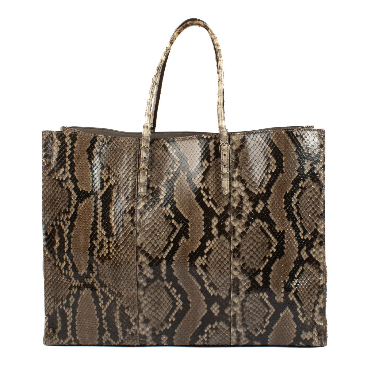 Balenciaga Brown Python Papier A4 Tote Bag
