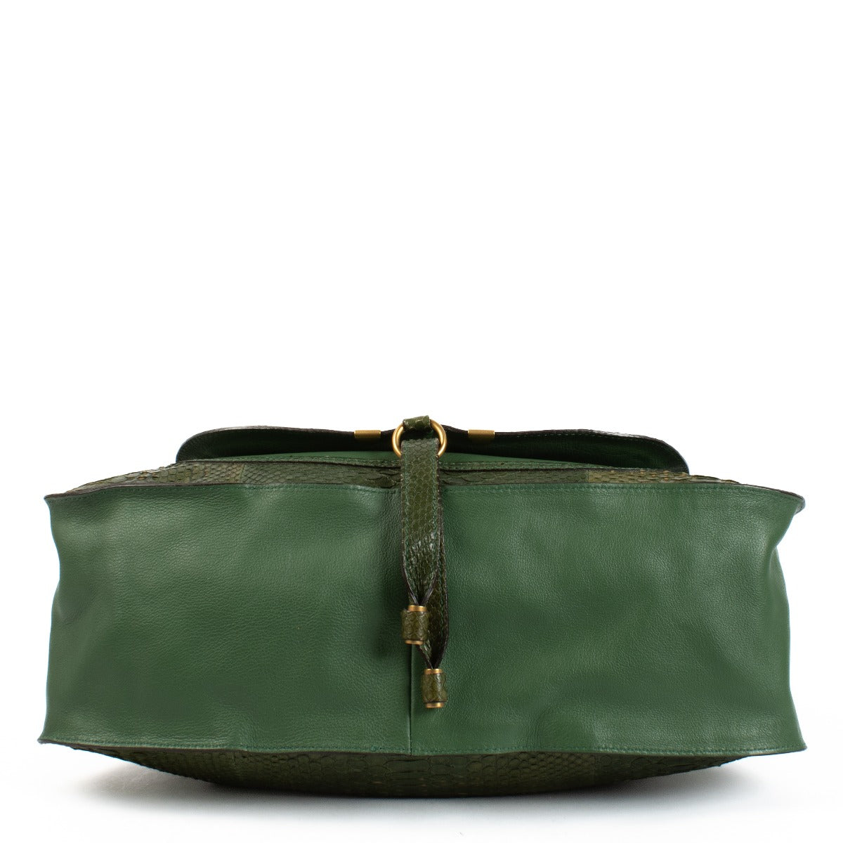 Shop safe online at Labellov in Antwerp this 100% authentic second hand Chloé Green Leather/Green Python Marcie Large Shoulder Bag