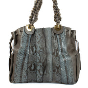shop 100% authentic second hand Chloé Grey Leather/Blue Python Heloise Shoulder Bag on Labellov.com