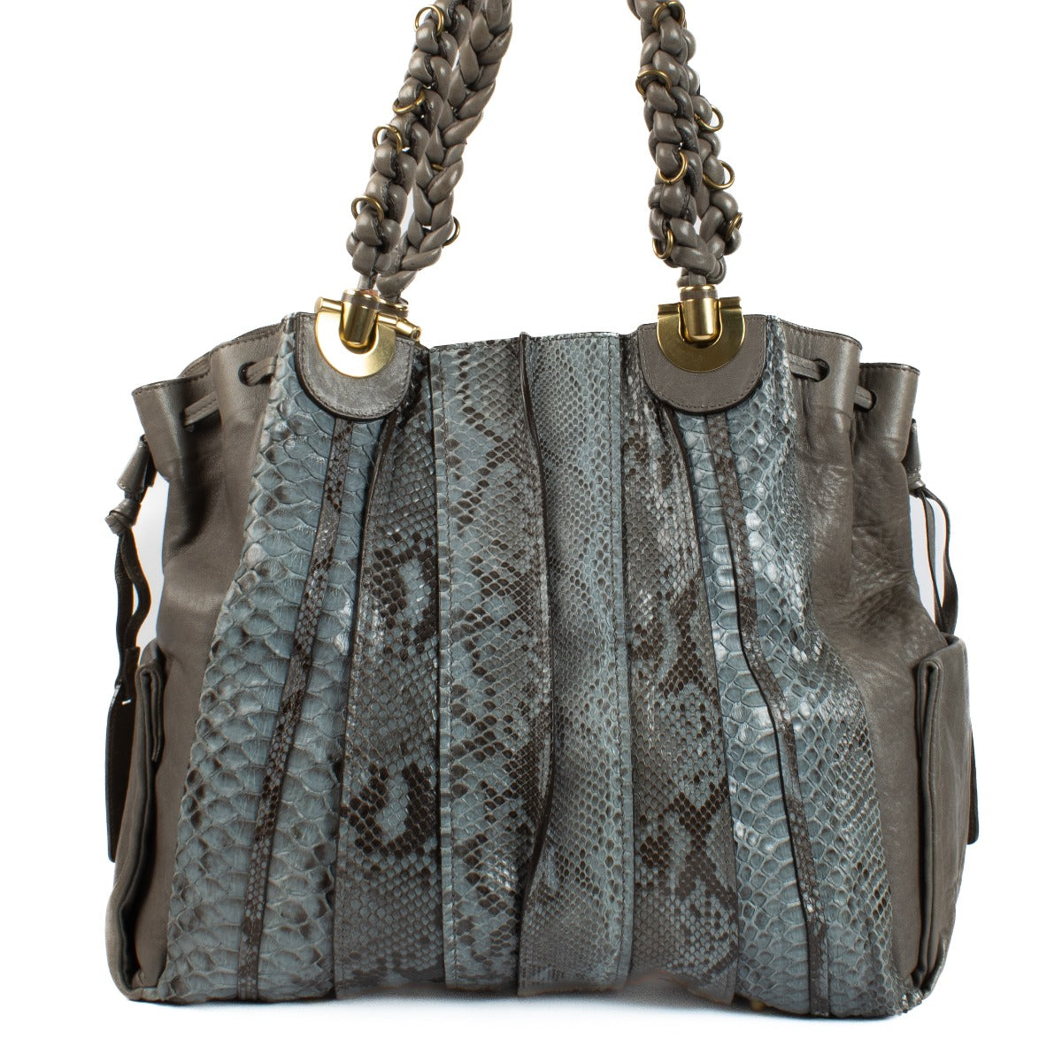 shop 100% authentic second hand Chloé Grey Leather/Blue Python Heloise Shoulder Bag on Labellov.com