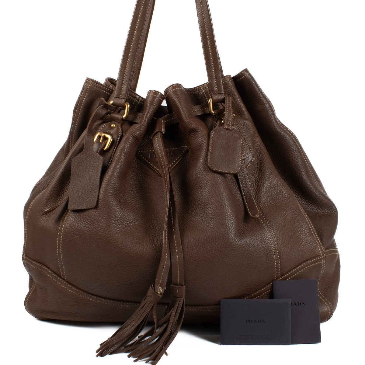 Shop 100% authentic secondhand Prada Brown Bruciato Cervo Deerskin Shoulder Bag on Labellov.com