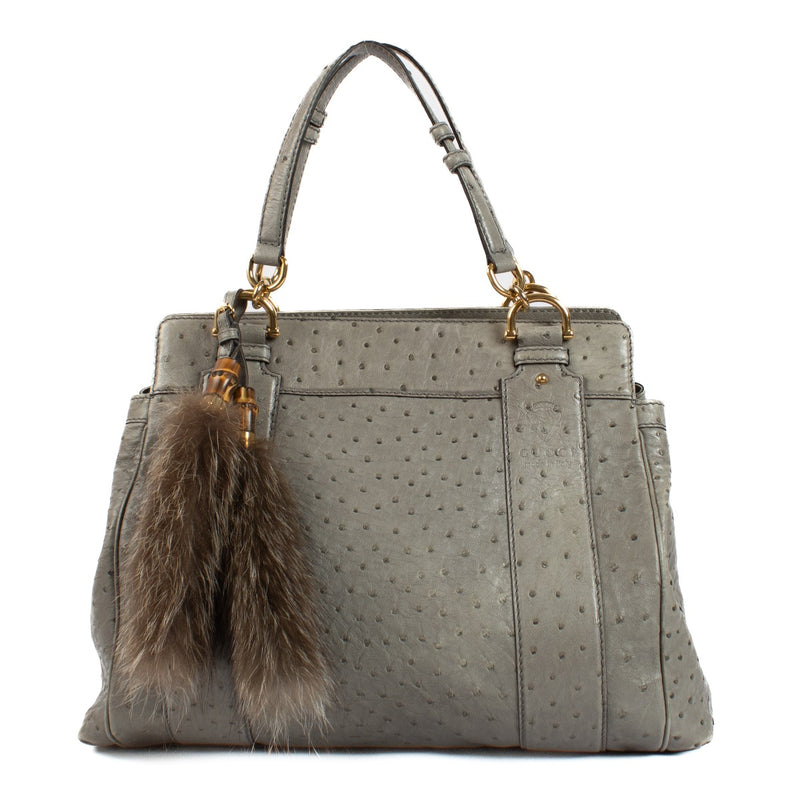 Shop 100% authentic secondhand Gucci Grey Ostrich Smilla Tote Bag on Labellov.com