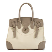 Shop safe online at Labellov in Antwerp, Brussels and Knokke this 100% authentic second hand Ralph Lauren Bicolor Leather Soft Ricky 33 Top Handle
