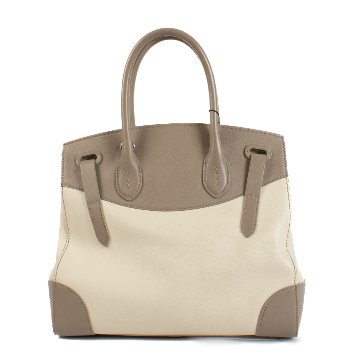 Shop safe online at Labellov in Antwerp, Brussels and Knokke this 100% authentic second hand Ralph Lauren Bicolor Leather Soft Ricky 33 Top Handle