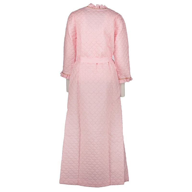 Christian Dior Vintage Pink Quilted Ruffle Trim Robe - Size 1
