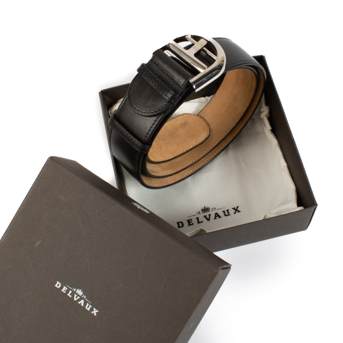 Delvaux Black Box Calf Opale Belt - size 85