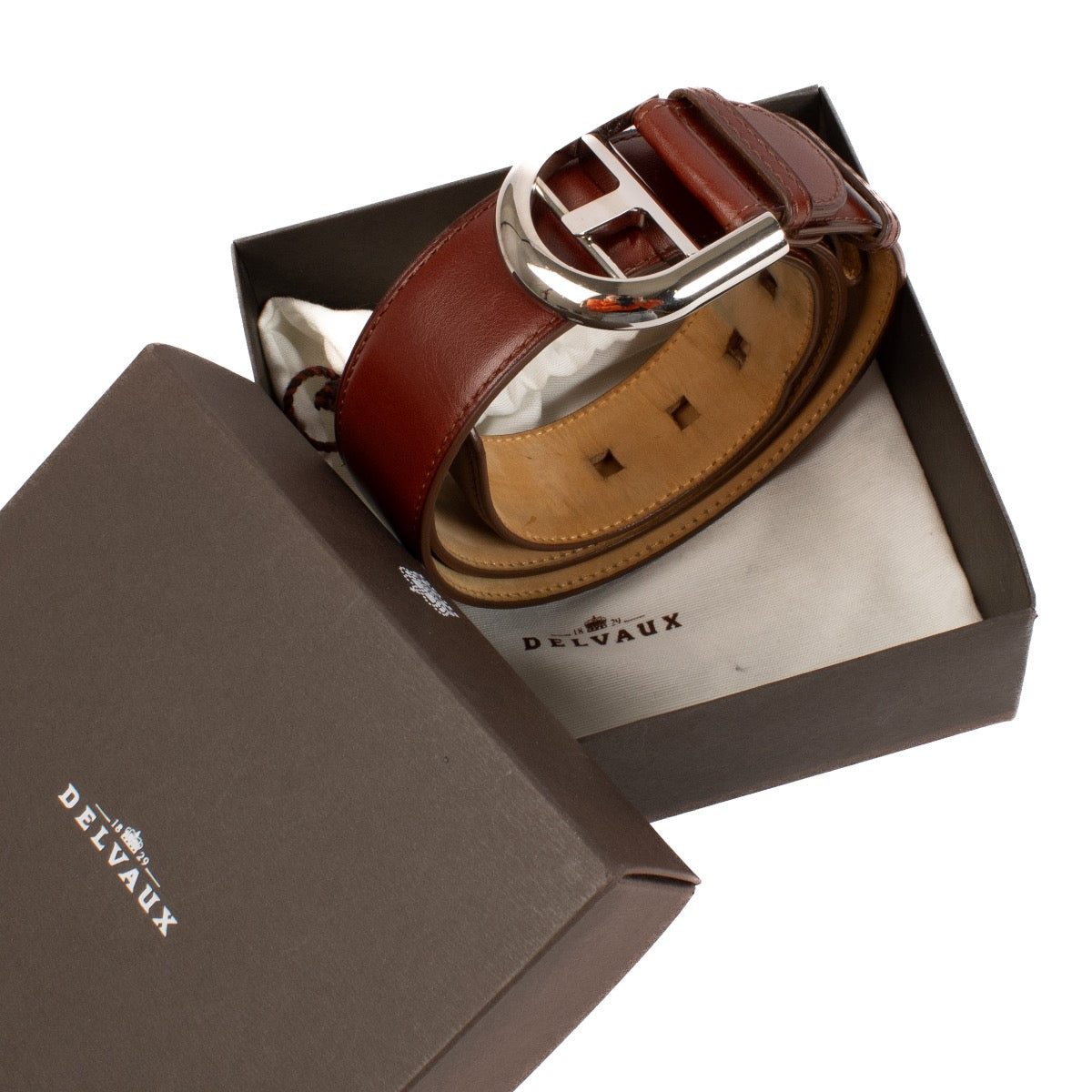 shop 100% authentic second hand Delvaux Burgundy Belt - Size 85 on Labellov.com