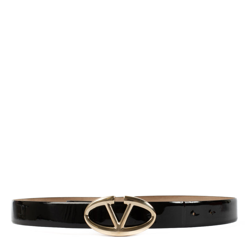 Valentino Garavani Black Patent Leather Belt - size 85
