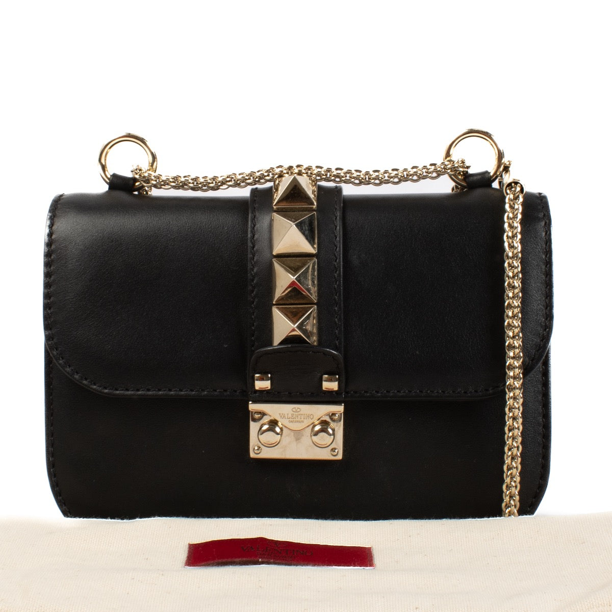 shop 100% authentic second hand Valentino Garavani Black Calfskin Glam Lock Bag on Labellov.com