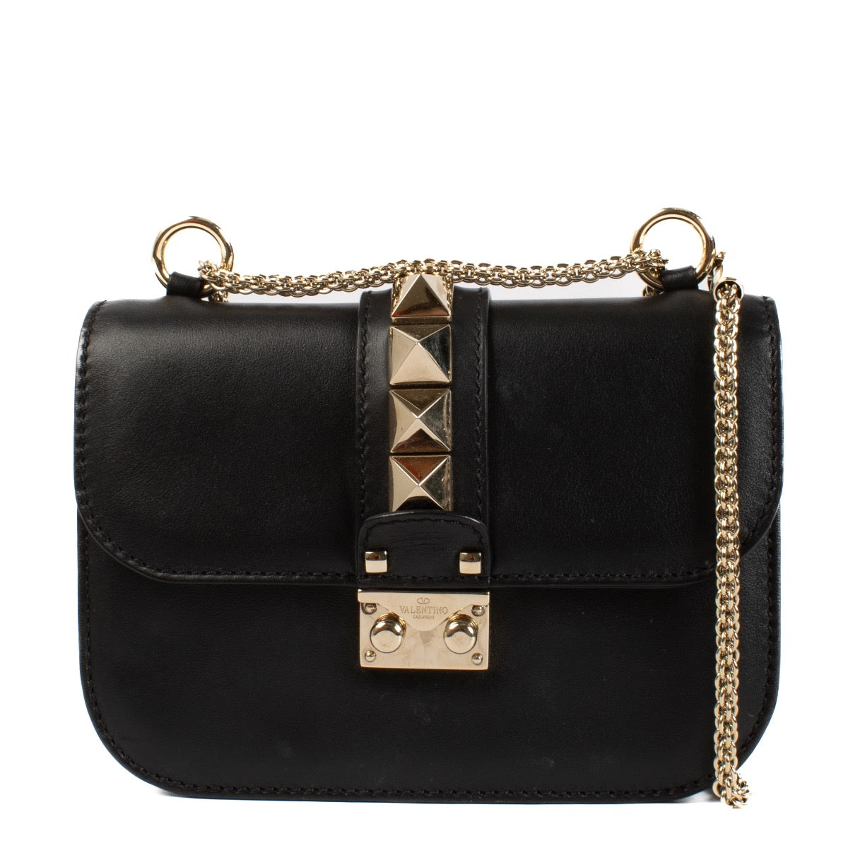 shop 100% authentic second hand Valentino Garavani Black Calfskin Glam Lock Bag on Labellov.com