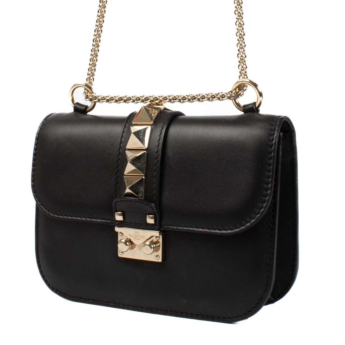 shop 100% authentic second hand Valentino Garavani Black Calfskin Glam Lock Bag on Labellov.com