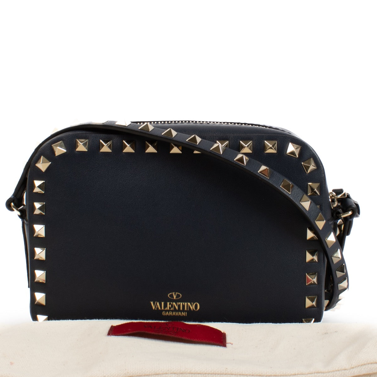 shop 100% authentic second hand Valentino Garavani Navy Blue Rockstud Camera Bag on Labellov.com
