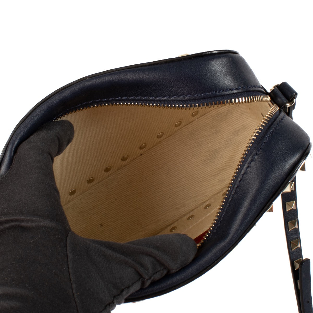 shop 100% authentic second hand Valentino Garavani Navy Blue Rockstud Camera Bag on Labellov.com