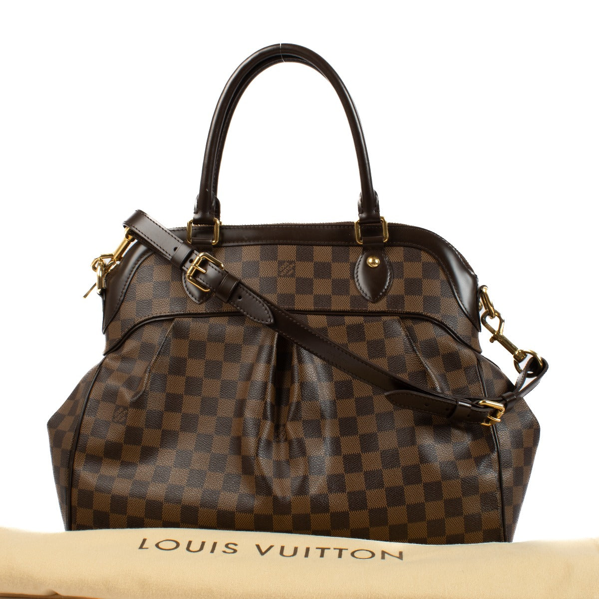Shop safe online at labellov in Antwerp and Knokke this 100% authentic second hand Louis Vuitton Damier Ebene Trevi GM Shoulder Bag