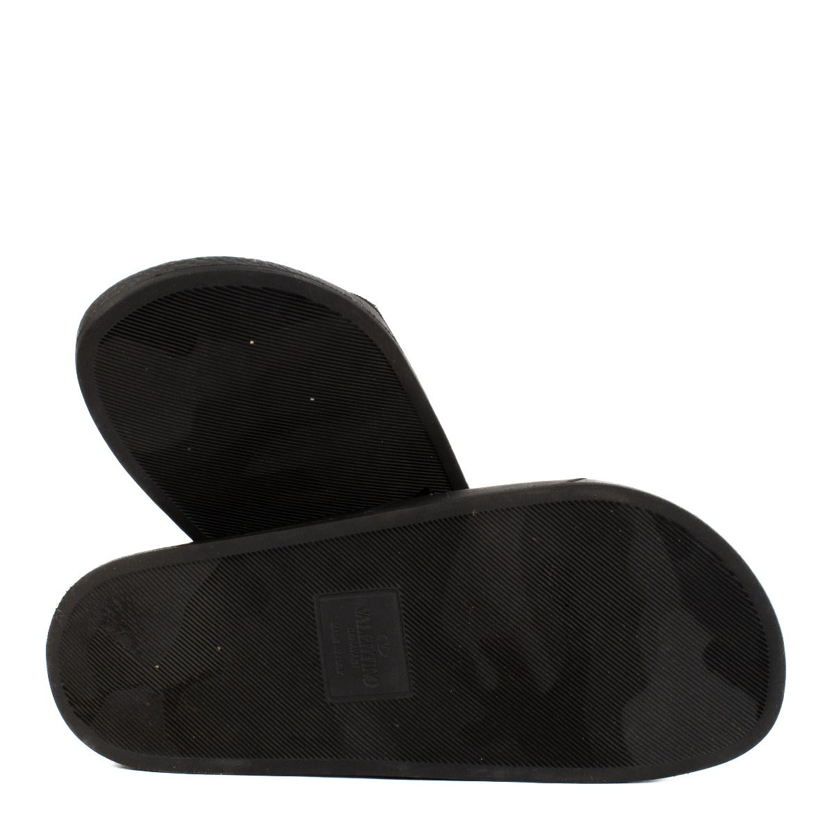 Valentino Garavani Black Rubber Rockstud Slides - Size 38