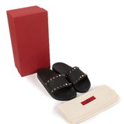 Valentino Garavani Black Rubber Rockstud Slides