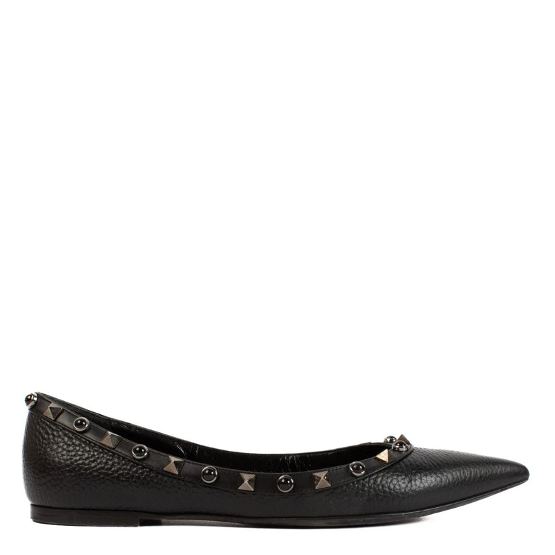 Shop 100% authentic secondhand Valentino Garavani Black Studded Ballerina Flats - Size 37 1/2 on Labellov.com