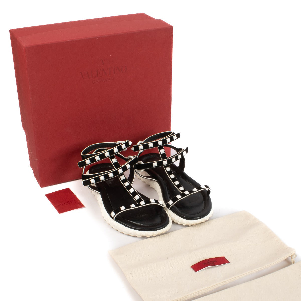 Shop 100% authentic secondhand Valentino Garavani Black & White Studded Sandals - Size 37 1/2 on Labellov.com