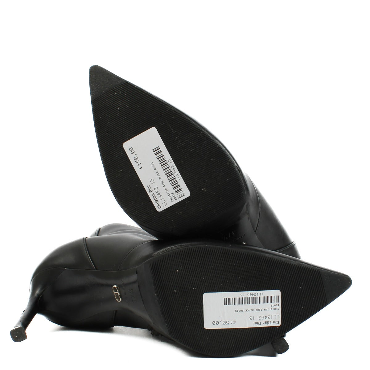 Bottines Christian Dior en cuir noir avec étoile en métal - Taille 37.5
